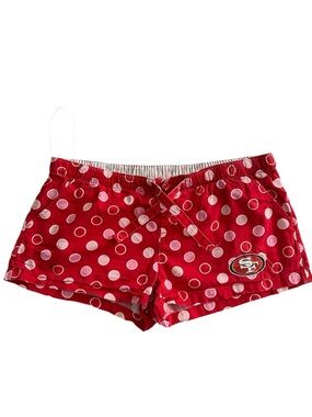 NFL Women's Pink And Red Polka Dot Athletic Lounge Mini Shorts